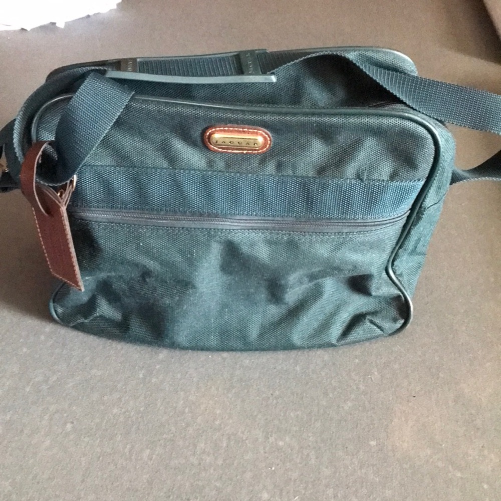 Jaguar Green Canvas Duffel Travel Bag  13” long x  10” tall x 6” wide